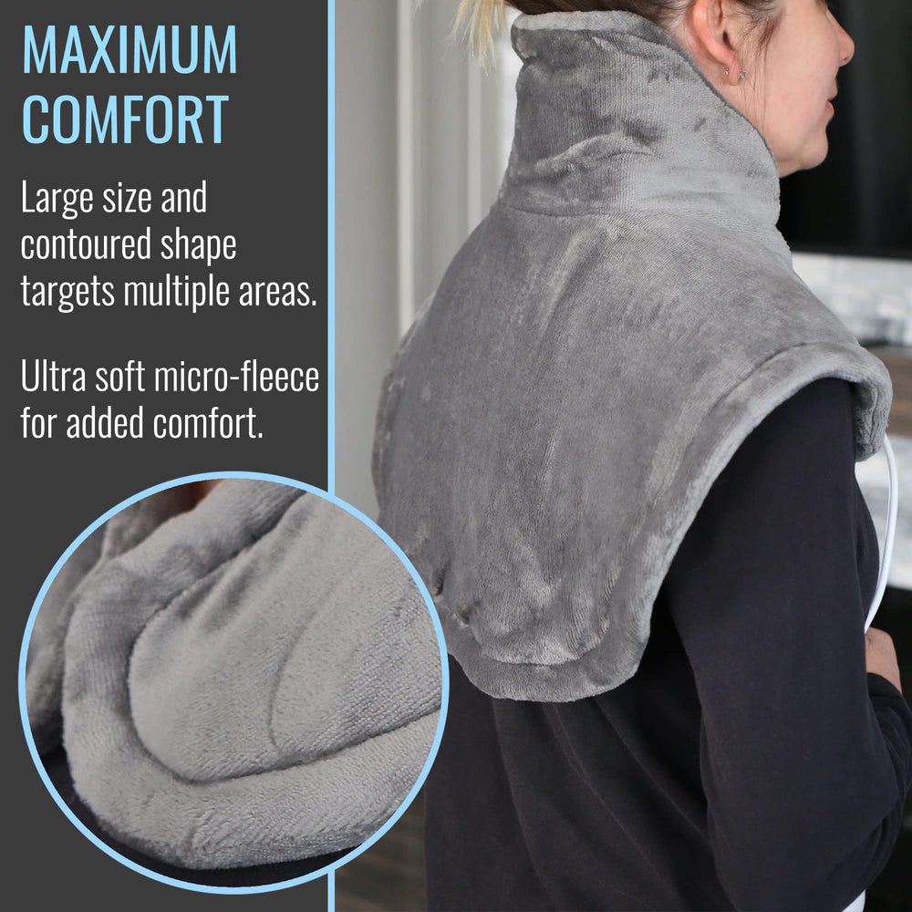 DMI heating pad back wrap showing full-length comfort for back relief.
