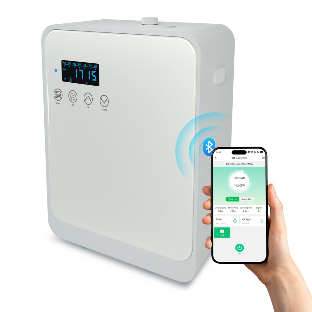 DMPWNEBL waterless diffuser front view for spacious rooms, blends minimal design with wide-area aroma.
