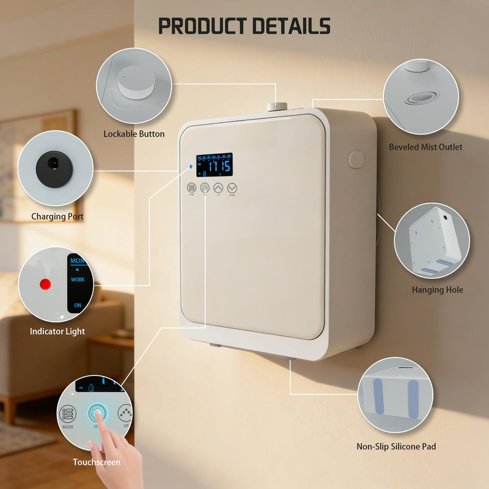DMPWNEBL waterless diffuser top view highlights compact footprint for versatile placement.