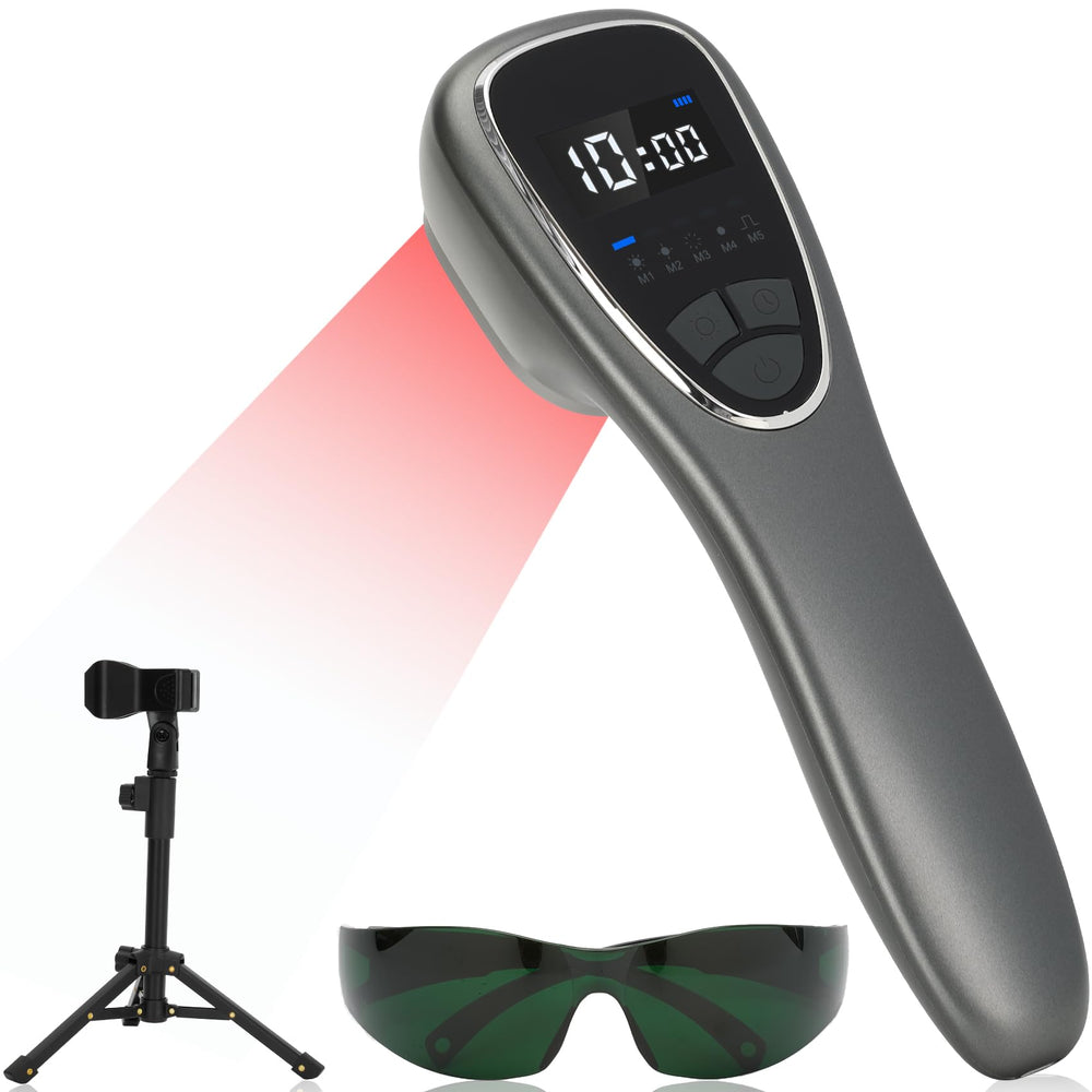Dmzosmd cold laser therapy on a dog for joint support at home.