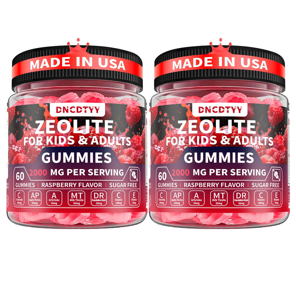 DNCDTYY Zeolite Detox gummies bottle on shelf, supports kid-friendly gut balance.