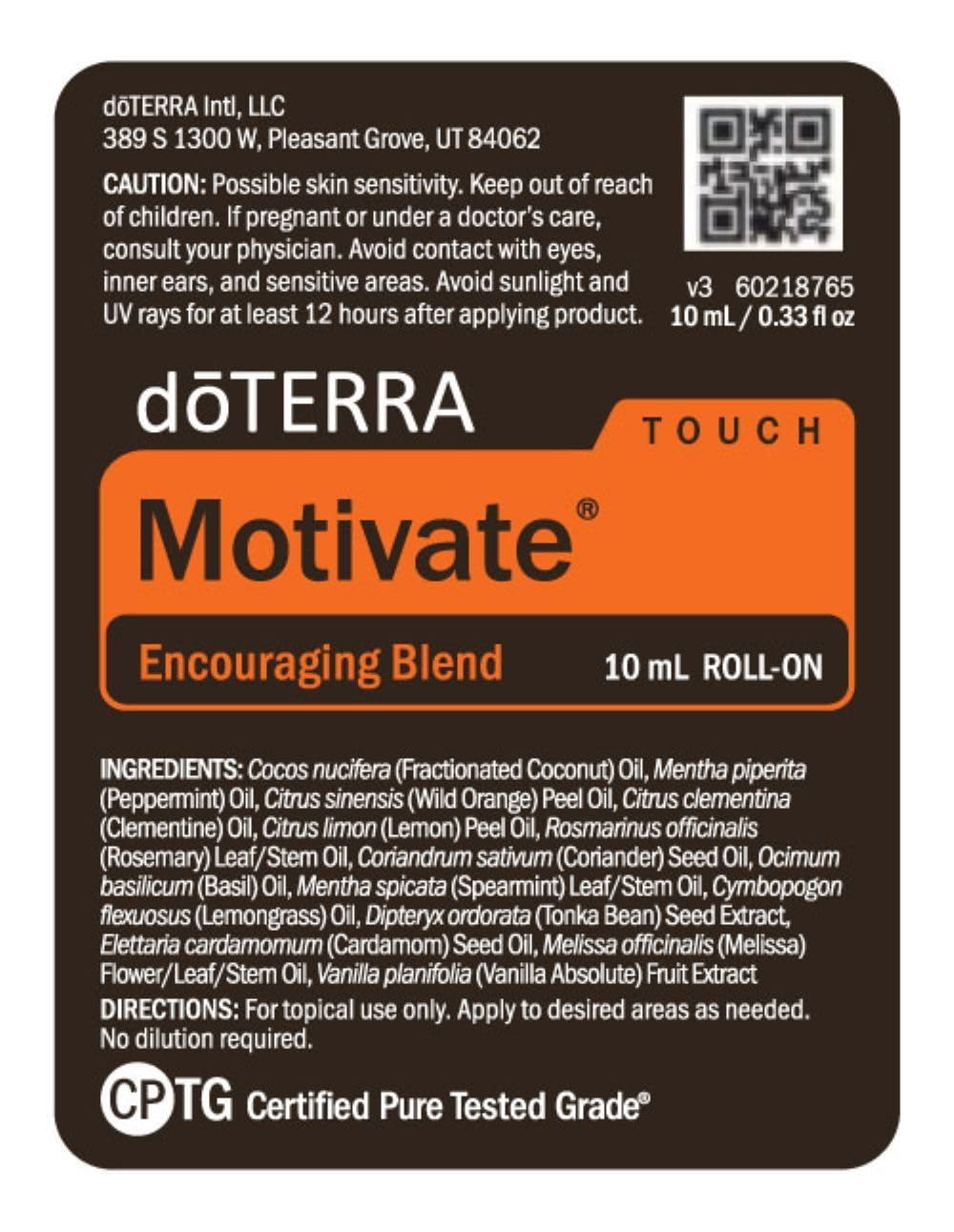 doTERRA Motivate Touch flat lay showing portable uplifting routine