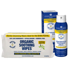Doctor Butler's hemorrhoid spray bottle for quick, no-touch application.