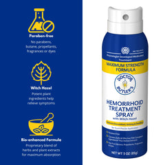 Doctor Butler's Hemorrhoid Spray nozzle application demonstrates precise, continuous spray for targeted care.