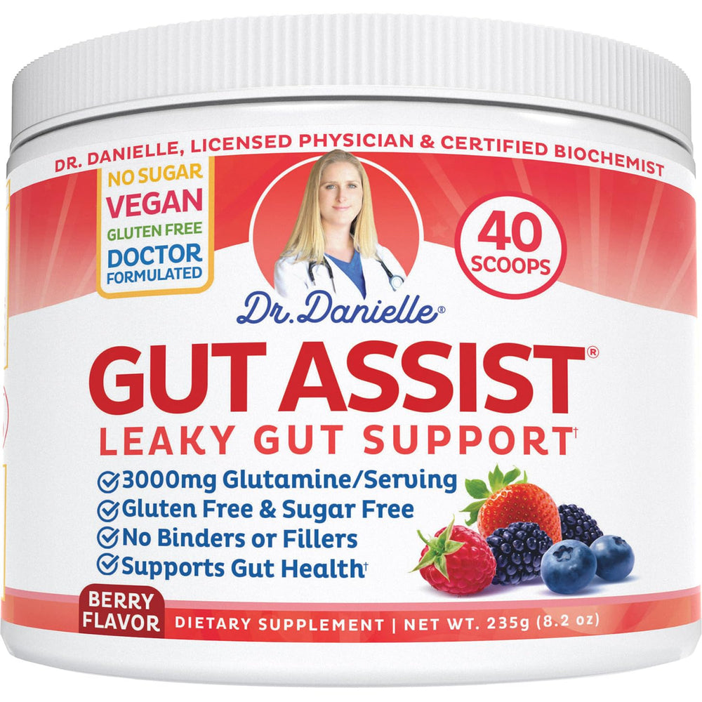 Doctor Danielle Leaky Gut Powder bottle front promotes daily gut support