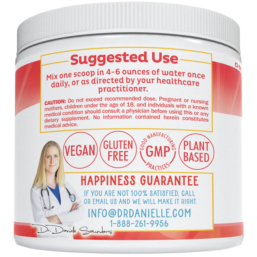 Doctor Danielle Leaky Gut Powder packaging-box communicates thoughtful digestive wellness design