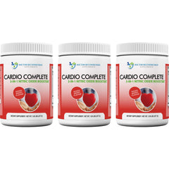 Cardio Complete bottle front with brand and berry-flavored formula.