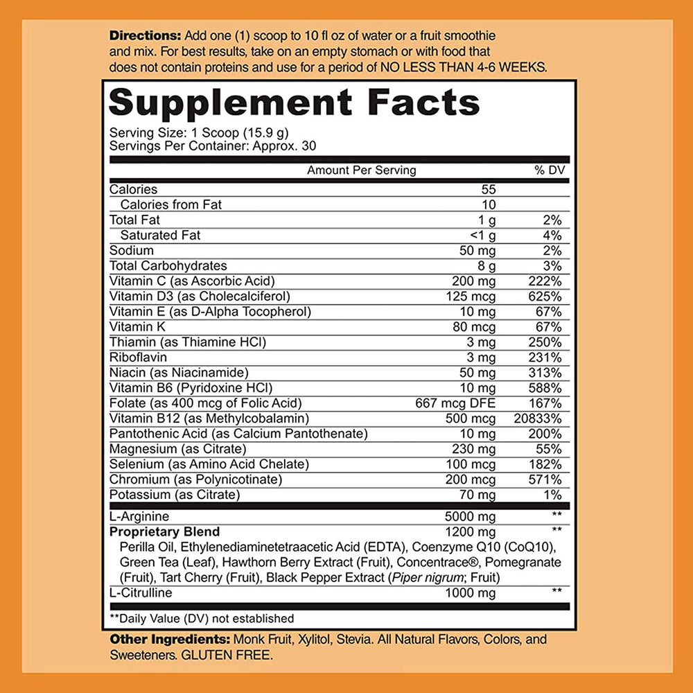 DOCTOR RECOMMENDED SUPPLEMENTS Cardio Heart Health pack with scoop for daily energy and vitality.