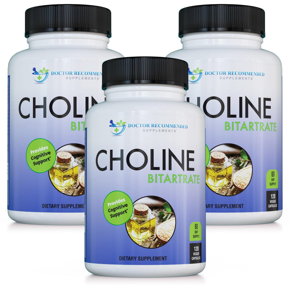 DOCTOR RECOMMENDED SUPPLEMENTS Premium Choline 500 mg bottle for daily cognitive support