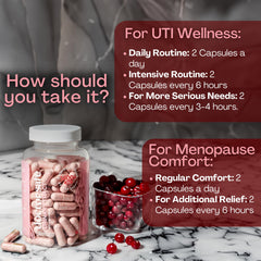 Product packaging design showing Cranberry and D-Mannose synergy.
