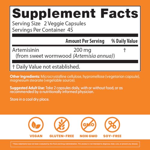 Sweet wormwood herb illustration emphasizes natural sourcing for immune support.
