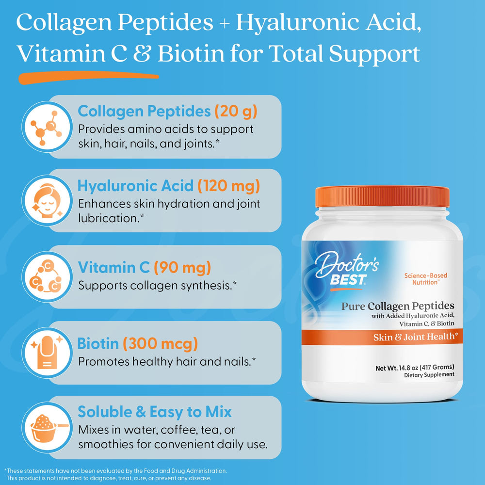 Doctor's Best BSE-free collagen types 1 and 3 bottle signals quality.