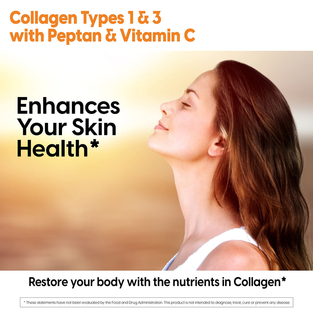 Doctor's Best collagen tablets with glass of water illustrates easy daily intake