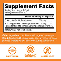 Doctor's Best CoQ10 bottle packaging showing vegetarian, non-GMO features