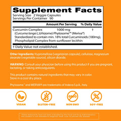 Ingredient panel shows phosphatidylcholine complexation in Curcumin Phytosome.