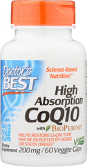 Doctors Best High Absorption CoQ10 bottle showing energy support.