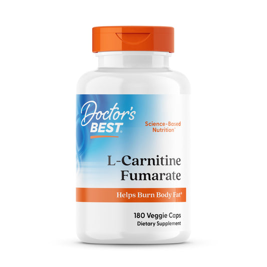 Doctors Best L-Carnitine Fumarate bottle front promotes energy metabolism