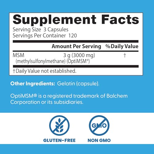 Close-up of Doctor's Best MSM capsules for skin, hair, and nails