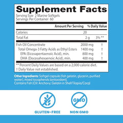 Doctor's BEST Omega-3 label panel highlights 800 mg EPA and 400 mg DHA per serving.