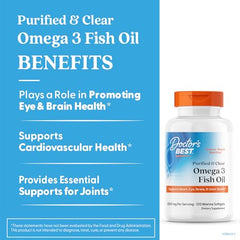 Close-up of Doctor's BEST omega-3 softgels demonstrates easy-to-swallow capsules for daily use.