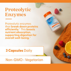 Delayed-release capsule image demonstrates sustained enzyme activity.