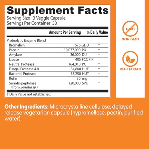 Ingredients list emphasizes efficient nutrient digestion and absorption.