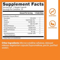 Ingredients list emphasizes efficient nutrient digestion and absorption.