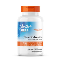 Doctor's Best Saw Palmetto 320mg softgels bottle front signaling prostate support