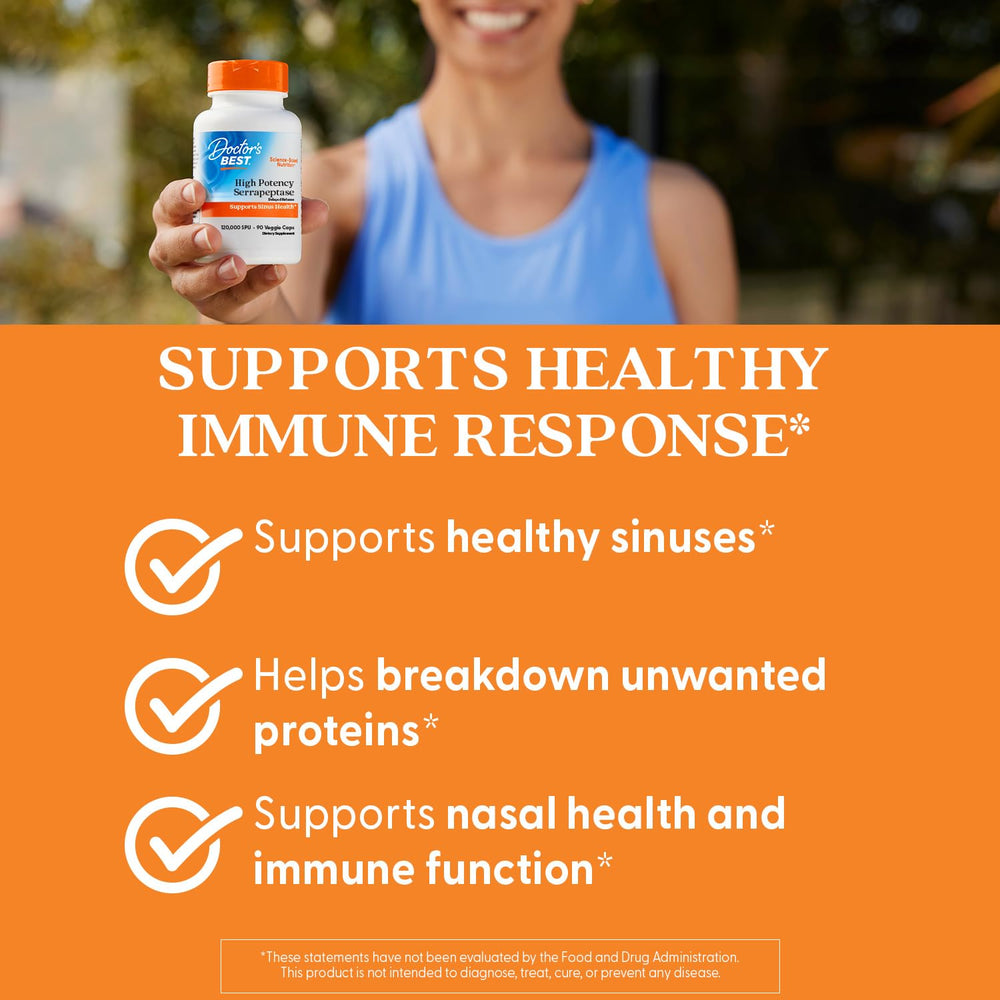Doctor's Best Serrapeptase daily use with water is easy.
