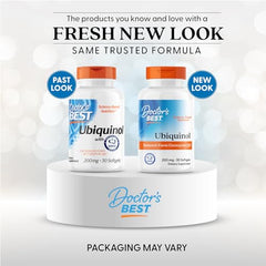 Doctors Best Ubiquinol softgel capsules close-up highlighting reduced-form CoQ10 potency.