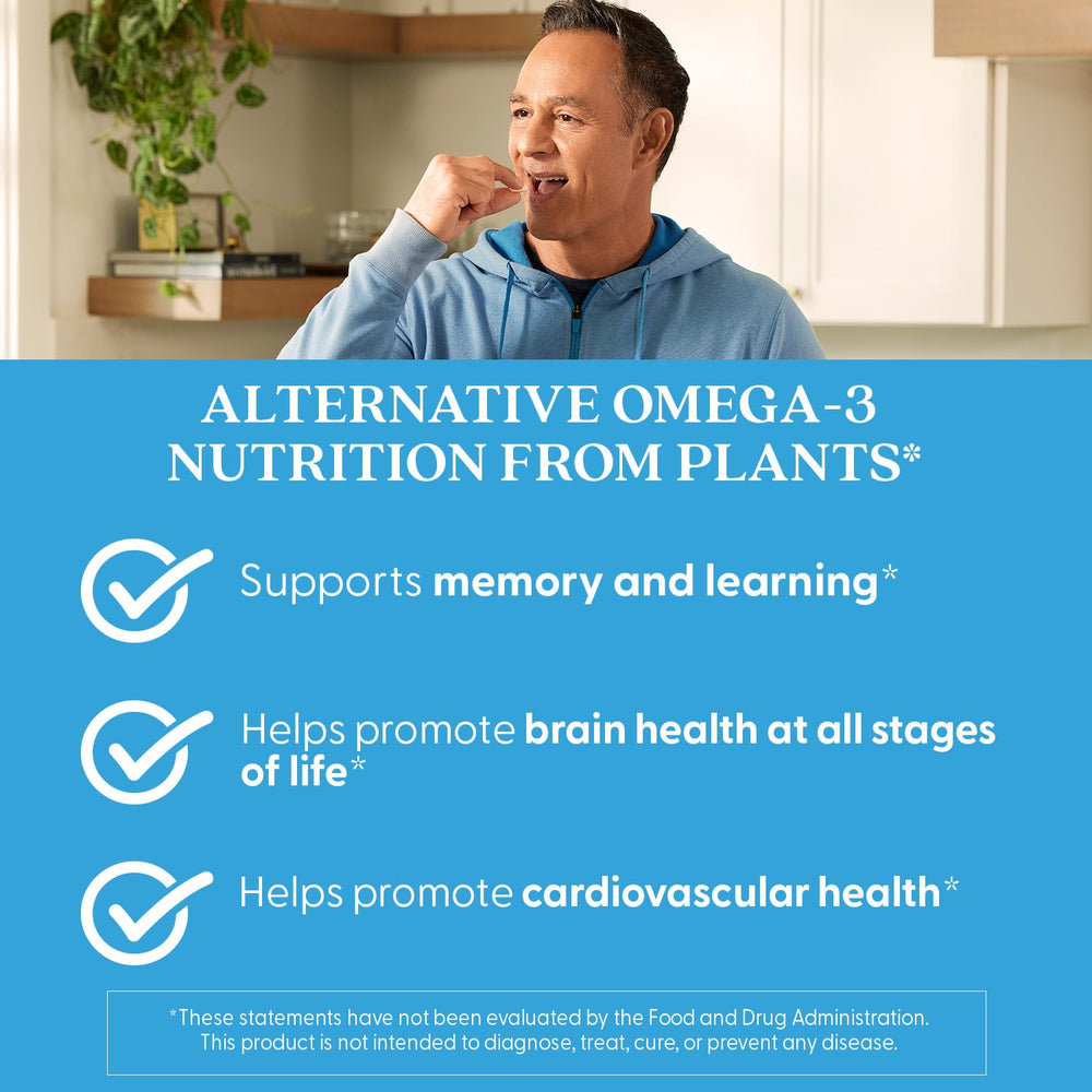 Doctors Best vegan DHA algae box and bottle on kitchen counter for convenient use