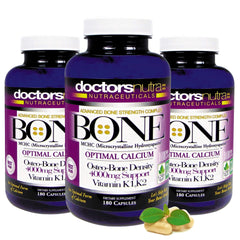Doctors Nutra Calcium bottle with dosage chart promoting balanced mineral intake