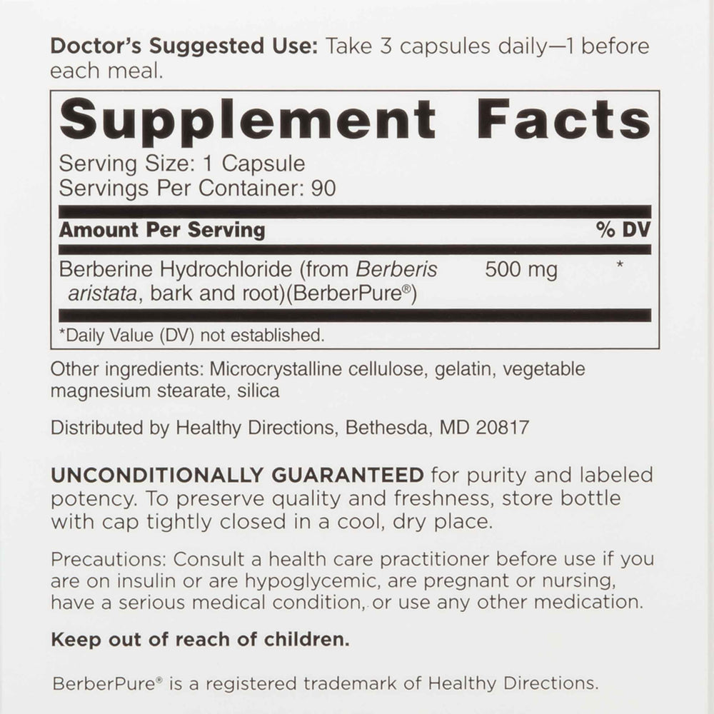 DOCTORS' PREFERRED Berberine Clinical Grade bottle label displays quality testing and purity verification