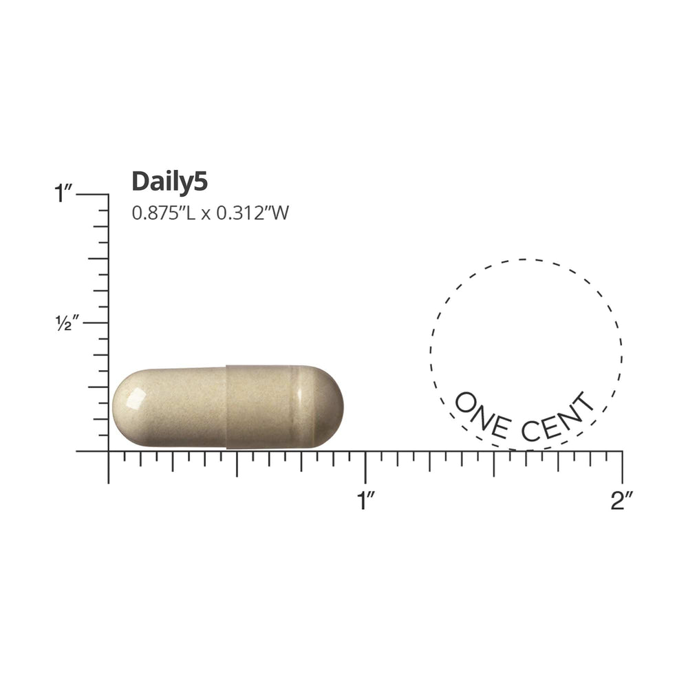 DOCTORS' PREFERRED Daily5 capsules-closeup highlights vegan capsules for heart and circulation.
