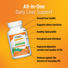 Label detail on DOCTORS' PREFERRED Liver+ emphasizing clinically validated 4'LIVER
