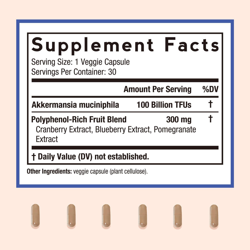 Doctor's Recipes Akkermansia capsules for convenient daily gut support.