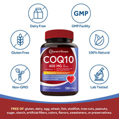 US-made facility stamp on Doctor's Recipes CoQ10 packaging.
