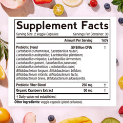 Doctor's Recipes Women's Probiotics bottle back reveals ingredients and shelf-stable info
