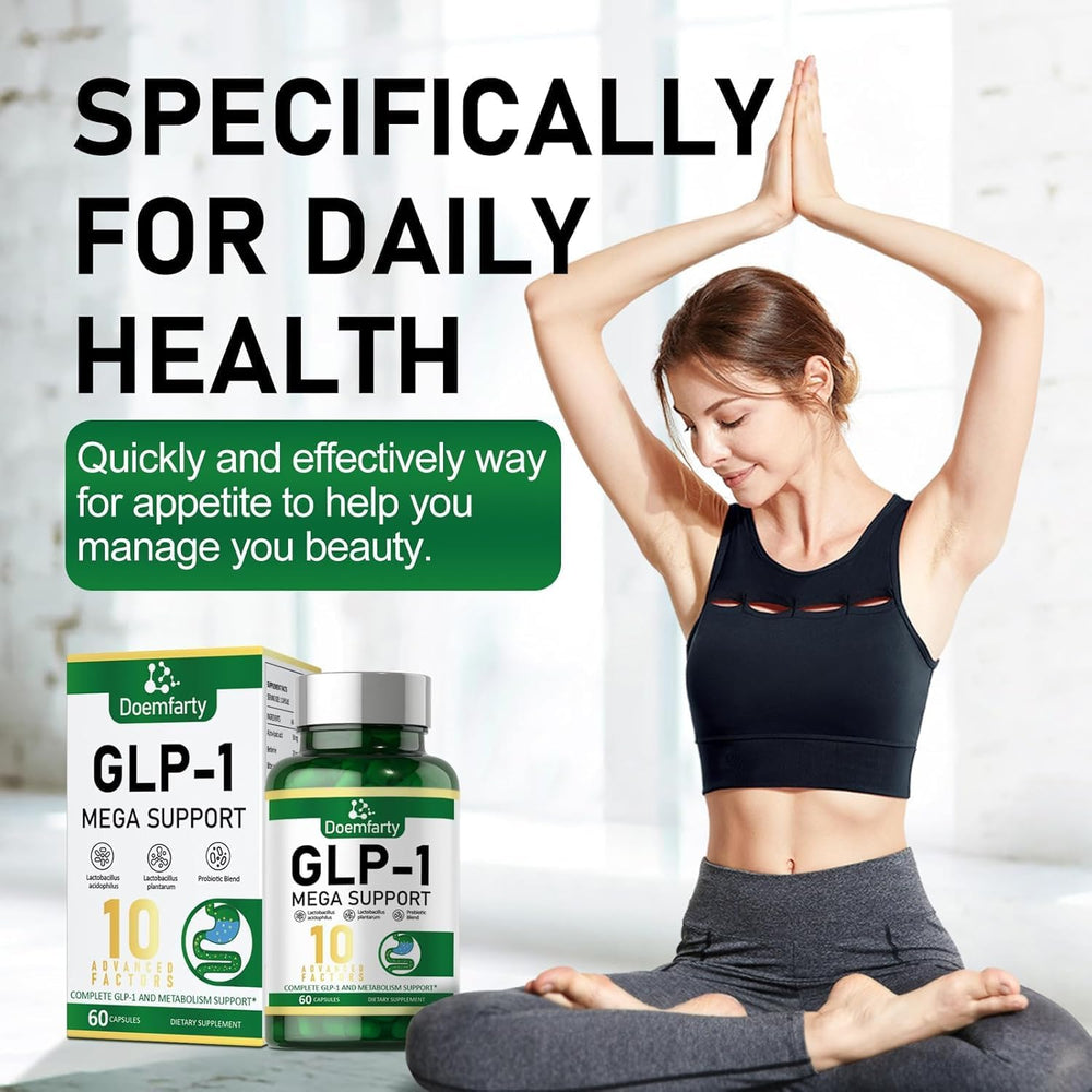 Doemfarty GLP-1 bottle on shelf suggests daily habit.