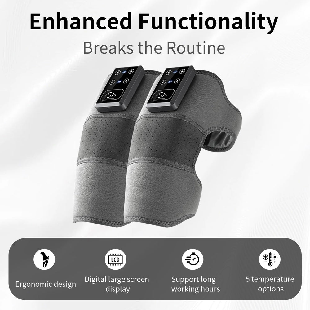 DOEUTLQ knee massager in action showing 3D ergonomic design for secure fit.