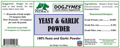 Dogzymes Yeast and Garlic Powder measuring spoon ready to mix into dog meals.
