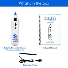 Dolphin Neurostim no-needle design provides painless self-treatment.