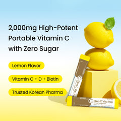DONGKOOK Vita Pop 2000mg vitamin C stick image highlighting high-dose formula.