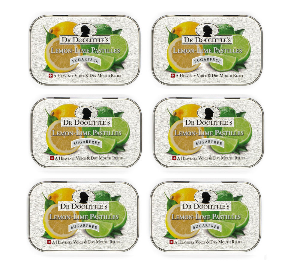 DOOLITTLE lemon-lime pastilles tin front for on-the-go throat moisture