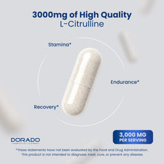 Dorado Nutrition L Citrulline label close-up highlighting vegan and non-GMO.
