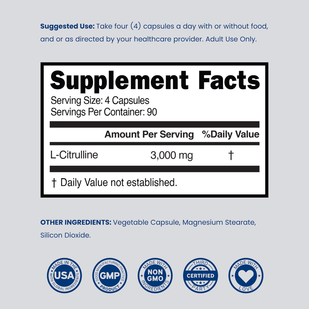 Dorado Nutrition L Citrulline third-party testing seal on packaging.