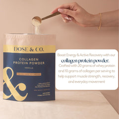 Vanilla collagen powder stirred into a smoothie for recovery support