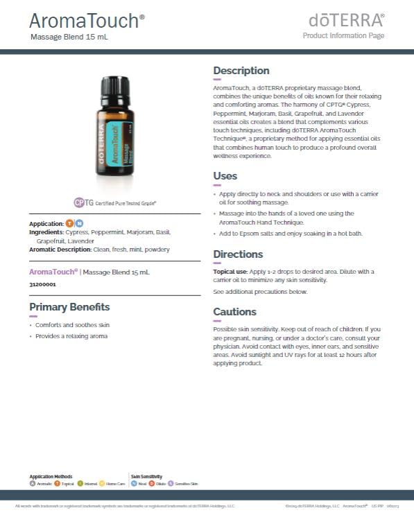 doTERRA AromaTouch massage application on skin to ease tension.