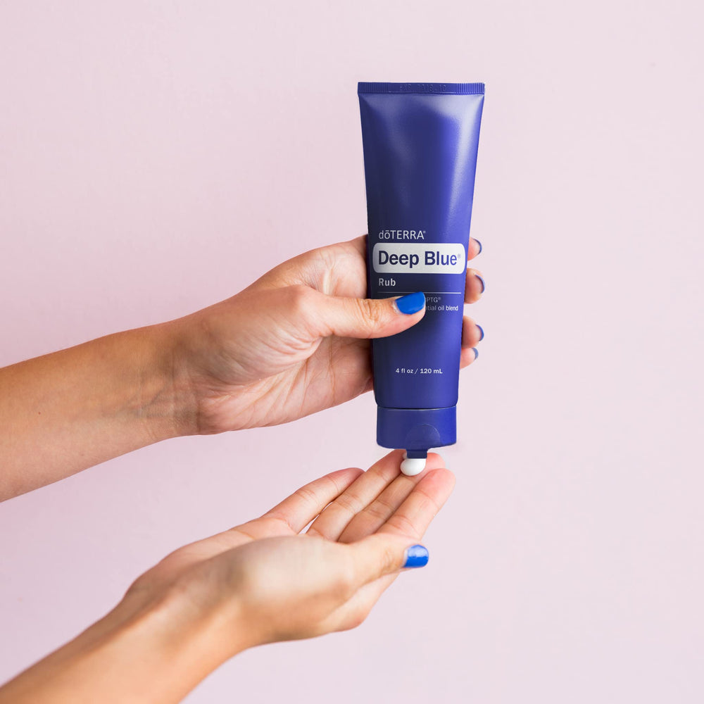 doTERRA Deep Blue Rub showing texture spread during a relaxing self-massage