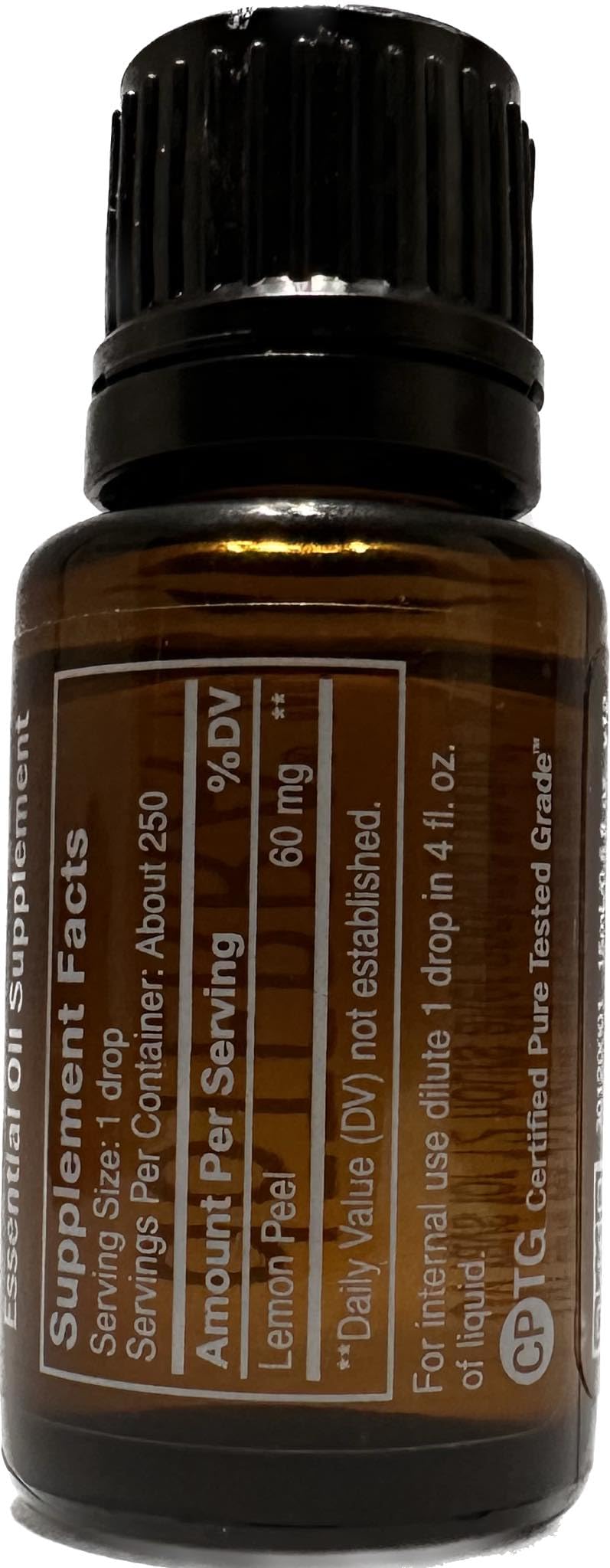 doTERRA Lemon essential oil pour bottle showing easy dispensing